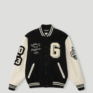 Geedup 13YR PFK Varsity Jacket Black Cream Front