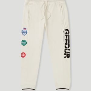 Geedup Sportsman Badges Trackpants Light Cream